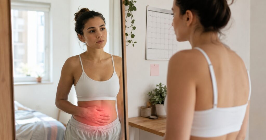 sopk femme reflet miroir douleur abdominale.